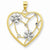 14k Gold & Rhodium Flowers in Heart Pendant, Pendants for Necklace