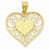 14k Gold Heart in Heart Polished & Filigree Pendant, Pendants for Necklace