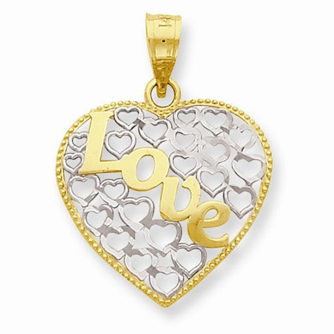 14k Gold Diamond-cut Love Heart Pendant, Pendants for Necklace