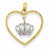 14k Gold Two-tone Dangling Crown Heart Pendant, Pendants for Necklace