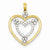 14k Gold & Rhodium Diamond-cut Heart Pendant, Dazzling Pendants for Necklace