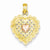 14k Gold Two-tone Pink Heart on Basket Weave Heart Pendant, Pendants for Necklace