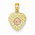 14k Gold Two-tone Woven Heart with Pink Flower Pendant, Pendants for Necklace