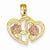 14k Gold Two-tone Double Hearts with Flowers Pendant, Pendants for Necklace