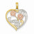 14k Gold Two-tone & Rhodium Flowers on Cut-out Heart Pendant, Pendants for Necklace