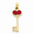 14k Gold 3-D Red Acrylic Key Pendant, Pendants for Necklace
