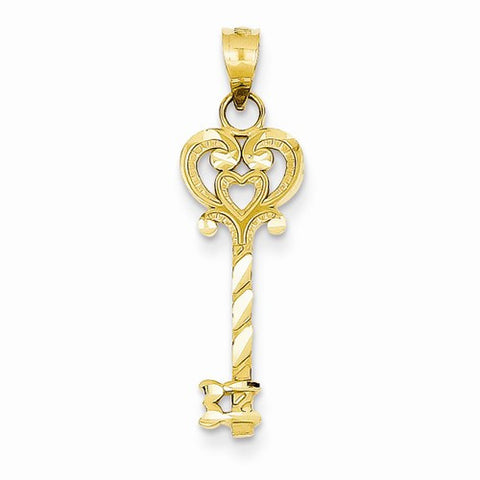 14k Gold Diamond-cut Key Pendant, Pendants for Necklace