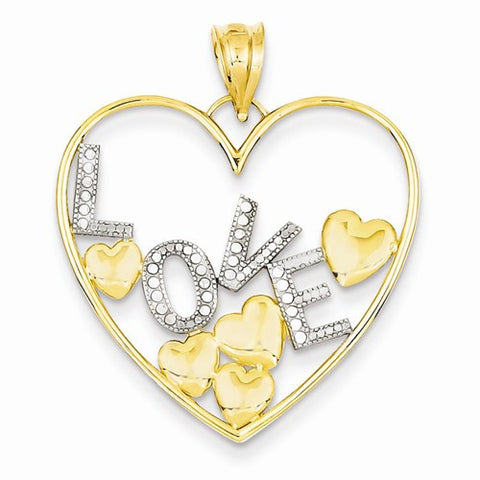 14k Gold & Rhodium Love and Floating Hearts Pendant, Pendants for Necklace