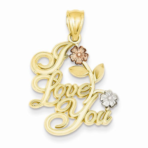 14k Gold Tri-Color I Love You Pendant, Pendants for Necklace