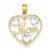 14k Gold & Rhodium Mom in Beaded Heart Pendant, Pendants for Necklace