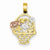 14k Gold Two-tone & Rhodium Flowers in Basket Pendant, Pendants for Necklace
