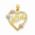 14k Gold Tri-color Nana in Heart with Flowers Pendant, Pendants for Necklace