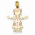 14k Gold Two-tone Girl with Pink Dress and Hair Pendant, Pendants for Necklace