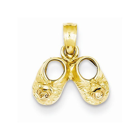 14k Gold Two-tone Teddy Bear Face Baby Booties Pendant, Pendants for Necklace