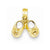14k Gold Two-tone Teddy Bear Face Baby Booties Pendant, Pendants for Necklace