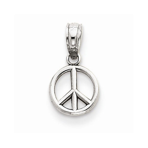 14k White Gold 3-D Small Peace Symbol Pendant, Pendants for Necklace