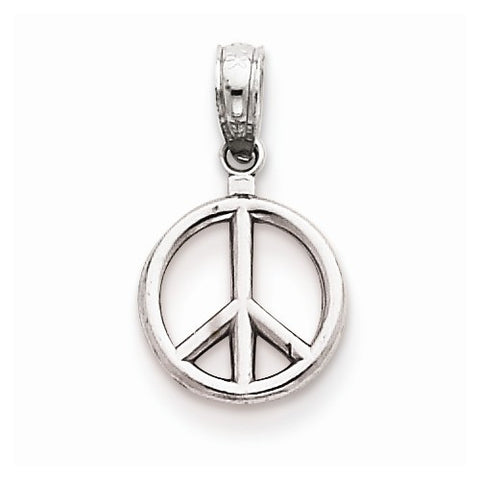 14k White Gold 3-D Large Peace Symbol Pendant, Pendants for Necklace