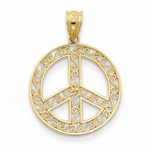 14k Gold Filigree Peace Sign pendant, Alluring Pendants for Necklace