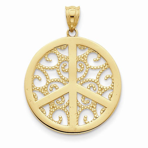14k Gold Filigree Peace Sign pendant, Appealing Pendants for Necklace