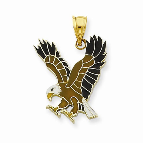 14k Gold Small Enameled Eagle Pendant, Pendants for Necklace