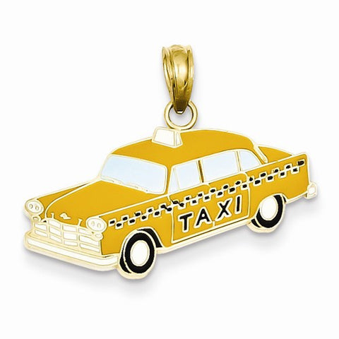 14k Gold Yellow Enameled Taxi Pendant, Pendants for Necklace