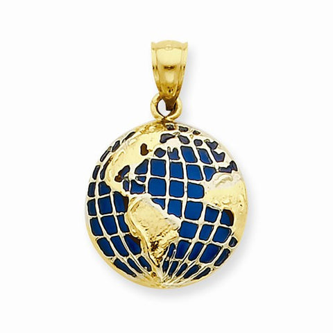 14k Gold Blue Translucent Acrylic Globe Pendant, Pendants for Necklace