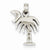 14k White Gold Large Charleston Palm Tree with Moon Pendant, Pendants for Necklace