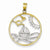 14k Gold & Rhodium Sun, Sailboat, Water and Seagulls Pendant, Pendants for Necklace
