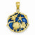 14k Gold Blue Stained Glassed Shell Cluster Pendant, Pendants for Necklace