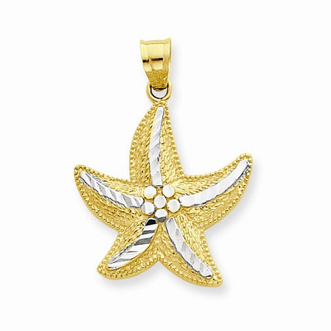 14k Gold & Rhodium Starfish pendant, Exquisite Pendants for Necklace