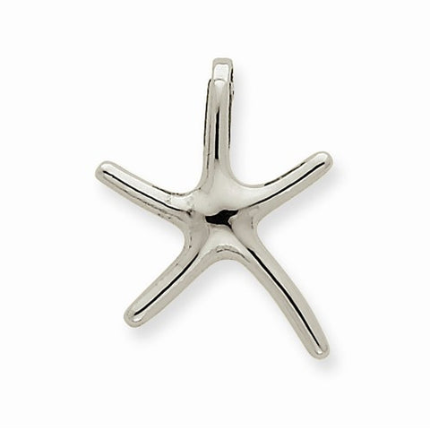14k White Gold Small Dancing Starfish Slide Pendant, Pendants for Necklace