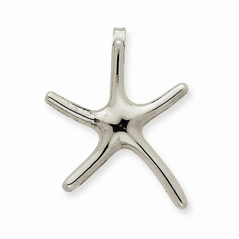 14k White Gold Large Dancing Starfish Slide Pendant, Pendants for Necklace