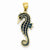14k Gold 3-D Blue Enameled Seahorse pendant, Pendants for Necklace