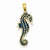 14k Gold 3-D Blue Enameled Seahorse pendant, Pretty Pendants for Necklace