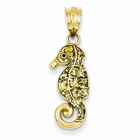 14k Gold Epoxy Seahorse Pendant, Pendants for Necklace