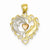 14k Gold Two-tone & Rhodium Dolphins in Heart Pendant, Pendants for Necklace