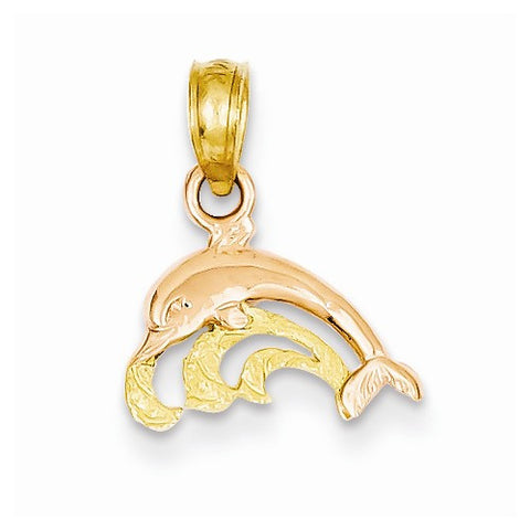 14k Gold Two-tone Dolphin Pendant, Pendants for Necklace