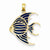 14k Gold Blue Translucent Acrylic Angelfish Pendant, Pendants for Necklace