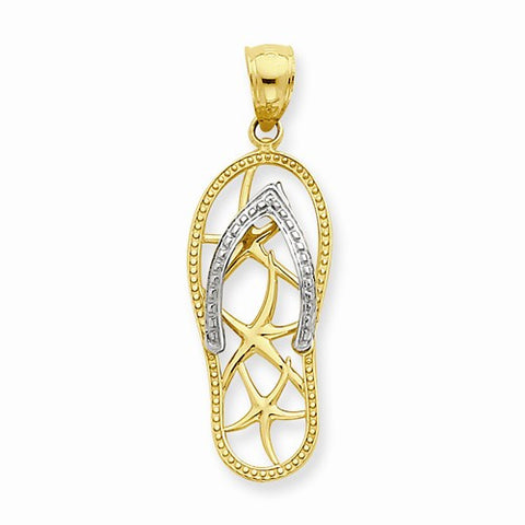 14k Gold Two-tone Starfish Flip-Flop Pendant, Pendants for Necklace