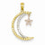 14k Gold Two-tone/Rhodium Moon with Dangling Star Pendant, Pendants for Necklace