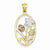 14k Gold Two-tone & Rhodium Diamond-cut Oval Floral Pendant, Pendants for Necklace