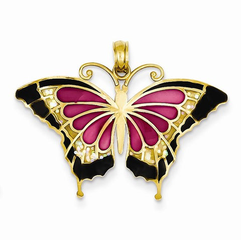14k Gold Translucent Acrylic Butterfly Pendant, Pendants for Necklace