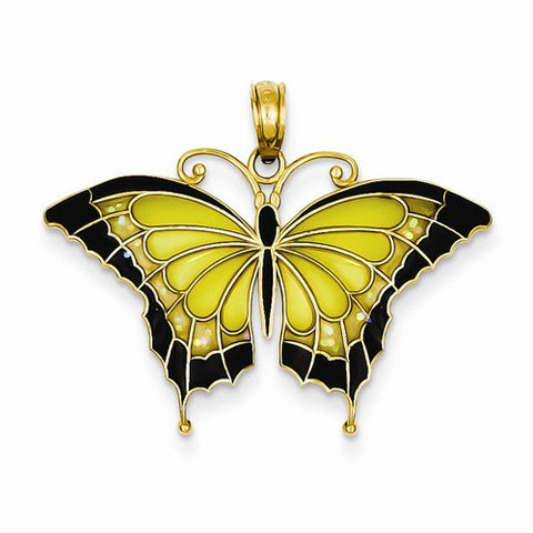 14k Gold Yellow Acrylic Wings Butterfly Pendant, Pendants for Necklace