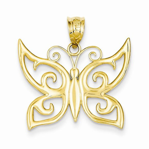 14k Gold Polished Butterfly Pendant, Pendants for Necklace