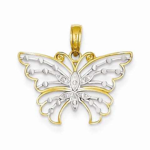 14k Gold & Rhodium Butterfly pendant, Stylish Pendants for Necklace