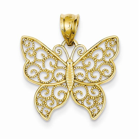 14k Gold Filigree Butterfly Pendant, Pendants for Necklace