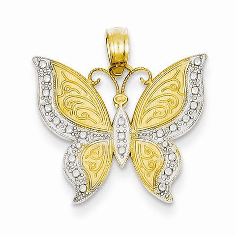 14k Gold & Rhodium Butterfly pendant, Classy Pendants for Necklace