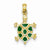 14k Gold Green Enamel Land Turtle Pendant, Pendants for Necklace