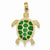14k Gold Green Translucent Acrylic Sea Turtle Pendant, Pendants for Necklace