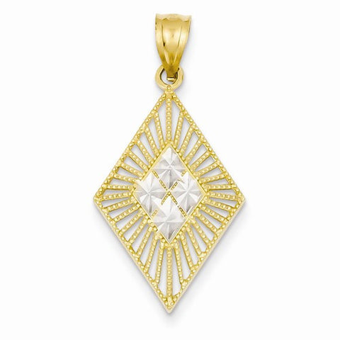 14k Gold Two-tone Diamond-cut Marquee Pendant, Pendants for Necklace